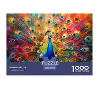 Peacock Display 1000 Piece Recycled Paper Puzzle -Peacock with Full Colorful Tail Puzzles for Adults Gifts Educational Game Challenge Wall Decor70x50cm/1000pcs