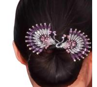 Peacock Display Angel Wings Elegant Hair Bun Maker,Peacock Hair Curler Hairpin,A Tool to Fix the Ball Head,Angel Wings Light Luxury Elegant Hair Plate,Peacock Display Hair Bun (B)
