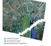 Peacock Displaying Feathers Open Wings,1000 Pieces Wooden Jigsaw Family Game Jigsaw Puzzles for Adults Teens Home Decor