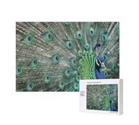 Peacock Displaying Feathers Open Wings,300 Pieces Wooden Jigsaw Family Game Jigsaw Puzzles for Adults Teens Home Decor