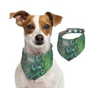 Peacock Displaying Feathers Open Wings,Dog Bandanas Cotton Pet Scarf Adjustable Bibs for Pet,S