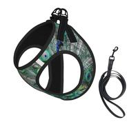 Peacock Displaying Feathers Open Wings,Pet Harness,Adjustable Reflective Dog Harness,Pet Leash Vest,S