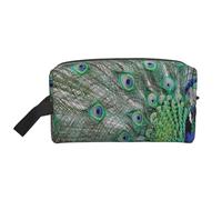 Peacock Displaying Feathers Open WingsLarge Capacity Cosmetic Organizer，Travel Makeup Bag for Women