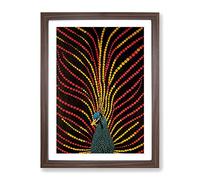 Peacock Dreams Framed Print | A2 Walnut Framed Wall Art | Ready to Hang | Modern Animal Picture | Living Room Bedroom Lounge Office