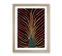 Peacock Dreams Framed Print | A4 Oak Framed Wall Art | Ready to Hang | Modern Animal Picture | Living Room Bedroom Lounge Office