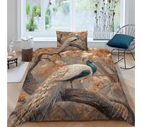 Peacock Emperor Size Duvet Cover Sets Chinese Style Bedding Set 3D Print Soft Microfiber Quilt Covers 290x235 cm with Zipper Closure and 2 Pillowcases 50x75 cm for Adults L.4157
