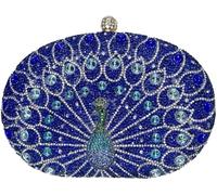 Peacock Evening Rhinestone Clutch for Women Sparkly Crystal Handbag Bridal Wedding Purse Elegant Crossbody(Blue)