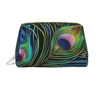 Peacock Feather 1 Printed Cosmetic Bags for Women Mom, Large PVC Leather Travel Makeup Bag Cute Gifts Toiletry Bag with Zipper