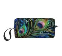Peacock Feather 1 Prints Cosmetic Bag Makeup Bags for Women Travel Toiletry Bag Accessories Organizer with Handle, Zipper Closure