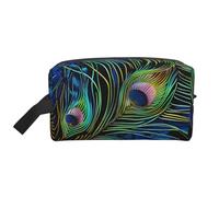 Peacock Feather 1 Prints Makeup Bags for Women Girls Large Capacity Zipper Cosmetic Bag Travel Toiletry Bag Organizer with Handle