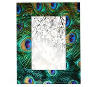 Peacock Feather 11x14 Picture Frame Fits Display 11x14 Photos Animal Feather Wooden Photo Frame for Home Decor Picture Frame