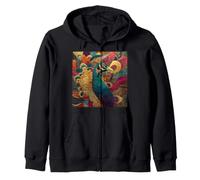 Peacock Feather Art Colorful Majestic Plumage Zip Hoodie