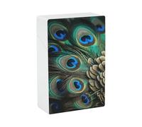 Peacock Feather Cigarette Case, Plastic Waterproof Shockproof, Airtight Push Open Cigarette Box, Capacity King Size Cigarette Holder, Portable Cigarette Container for Outdoor Travel Camping Office