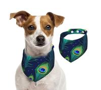 Peacock Feather Dog Bandanas,Summer Bandanas for Dogs Washable Adjustable Dog Triangle Scarf Bibs Cute Pet Bibs for Medium Large Dogs Puppy and Cats Large