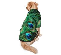 Peacock Feather Dog Hoodie for Medium Large Dogs, Warm Soft Pet Sweatshirt, Easy to Wear Jumper Clothes