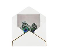 Peacock Feather Exquisite Pearl Paper Christmas Cards-Luxury Greeting Cards For Holidays And Birthdays