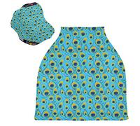 Peacock Feather Eye Stretchy Baby Car Seat Cover,Canopy Nursing Covers,Soft Breathable Windproof Scarf Changepad for Winter Infant Breastfeeding Boys