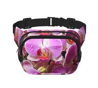 Peacock Feather Gold Design Fanny Pack for Women Men Fashion Waist Pack Adjustable Belt Bag for Workout Running Travelling Casual Waist Bag, Orchids, One Size