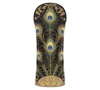 Peacock Feather Gold Green Retro Golf Cover Set Pu Leather with Number Tags for Driver, Woods and Hybrid