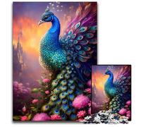 Peacock Feather Jigsaw Puzzle 1000 Pieces Wooden Jigsaw Brain Challenge Game for TeenagersFamily Interaction 1000 PCS(75x50cm)