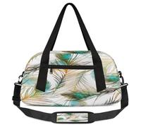 Peacock Feather Kids Overnight Duffle Bags for Girls Boys, Bird Feather Lightweight Sports Gym Bag for Kids,Small Overnight Weekender Carry on Travel Bags Dance Bag, Peacock Feather, 18.5L x 7.8W x