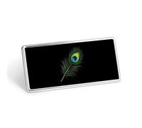 Peacock Feather Metal Badge Rectangular Stainless Steel Badges Decorative Lapel Pins Clothing Backpack Accessory Gift