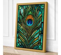Peacock Feather Panel Art Canvas Wall Art Print 24x16 Inch (61 x 41 cm)