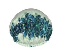 Peacock Feather Pattern Printed Bathing Cap, Dual Layer Hair Protector, Elastic Hair Cover For Washing Face, 10.6in/27cm