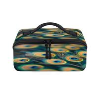 Peacock Feather Pattern Travel Makeup Bag Portable Waterproof Pouch Open Flat Toiletry Bags Toiletries Cosmetics Traveling Organizer for Women Men