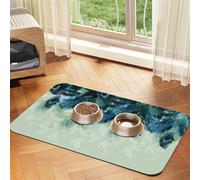 Peacock Feather Pattern,Waterproof Pet Feeding Mat,PU Leather Placemats for Cat Dog Water Bowl,Food Mats,30x45cm