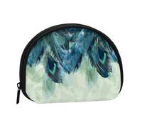 Peacock Feather Pattern, Women's Storage Bag Shell Makeup Bag Small Coin Purse Shell Change Pouch