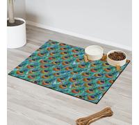 Peacock Feather Pet Feeding Mat for Cat Dog Water Bowl Food Mats Bird Peacock Print Pet Feeding Mats Absorbent Nti-Slip Contain Spills Protects Floors Placemat 43.1 x 76.2 cm