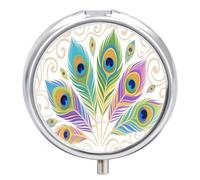 Peacock Feather Pill Case Portable Travel Pill Organizer Waterproof Cute Small Pill Container Exquisite Metal Medicine Container for