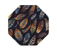 Peacock Feather Premium Leather Coaster Set â€“ 4-Piece Soft Pvc Leather Drink Coasters (10Ã-10 Cm), Single-Sided Full-Print Design, Heat-Resistant & Stain-Proof For Kitchen, Dining Room & Office Use