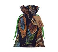 Peacock Feather Print Christmas Drawstring Gift Bags Birthday Sacks With For Xmas Wedding Party Favors