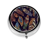 Peacock Feather Print Personalised Portable Pillbox with,Mini Pillbox Compact and Convenient Pill Organiser for Storing and Organising Pills