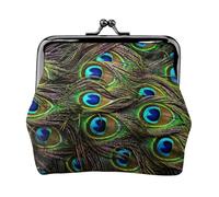 Peacock Feather Print Practicality Coin Purse Cute Mini Coin Pouch for Women (4.52 x 4.13in) Exquisite, Black, One Size
