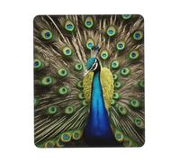 Peacock Feather Print Small Desk Pad,Rubber Base with Precision Stitched Edges,Perfect for Office,Gaming