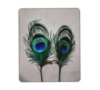 Peacock Feather Print Small Desk Pad,Rubber Base with Precision Stitched Edges,Perfect for Office,Gaming