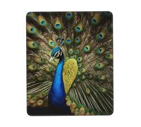 Peacock Feather Print Small Desk Pad,Rubber Base with Precision Stitched Edges,Perfect for Office,Gaming