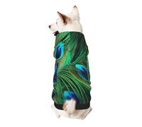 Peacock Feather Print Small Dogs Warm Hoodie, Soft And Breathable Sweatshirt, Easy To Wear Jumper For Winter And Fall, Cold Weather Hooded Coat Pullover