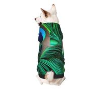 Peacock Feather Print Small Dogs Warm Hoodie, Soft And Breathable Sweatshirt, Easy To Wear Jumper For Winter And Fall, Cold Weather Hooded Coat Pullover