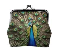 peacock feather print Small Pouch Kiss Lock Coin Purse for Women Coin Change Purse, Credit Card Wallet