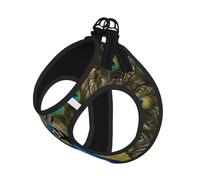 Peacock Feather Print Step in Dog Harness and Leash Set,Adjustable Reflective Harness for Small Dogs Cats