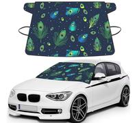 Peacock Feather Printed, Car Windshield Cover, Protective Windscreen Cover - Snow Ice Sun UV Dust Water Resistant - Fit for Most Cars