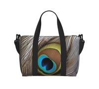 Peacock Feather Printed Travel Duffel Bag for Women Men - Weekend Overnight Bags with Adjustable Shoulder Strap and Handle