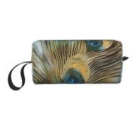 Peacock Feather Prints Cosmetic Bag Makeup Bags for Women Travel Toiletry Bag Accessories Organizer with Handle, Zipper Closure