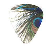 Peacock Feather Prints Guitar Plectrums 12 Pieces Set - Comfortable In The Hand With Smooth Edges Three Thicknesses To Match