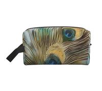 Peacock Feather Prints Makeup Bags for Women Girls Large Capacity Zipper Cosmetic Bag Travel Toiletry Bag Organizer with Handle