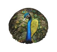 peacock feather Reusable Shower Cap for Women, Double Waterproof Layers Bath Hat, Hair Treatment Essentials